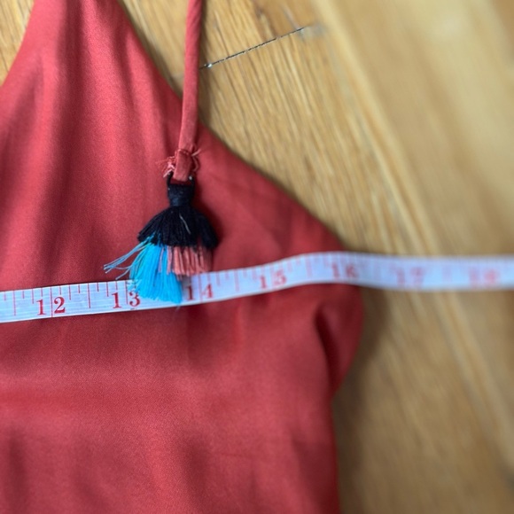 DOLAN Anthropologie Womens Top Blouse Tassle Tie Straps Button Up Lined Rust XXS - Picture 4 of 8